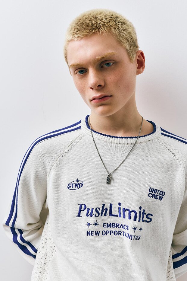 STWD işlemeli çizgili kazak - 7