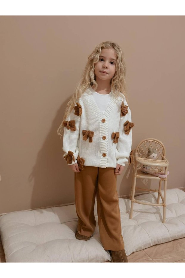Girls' Festival-Style Bow-Decorated Knitwear 2-Piece Set