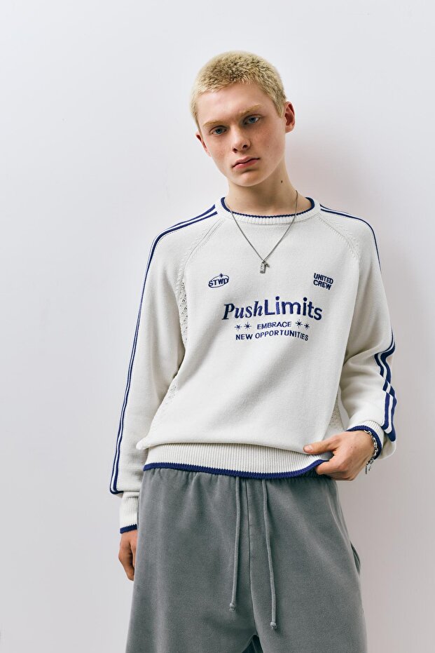 STWD işlemeli çizgili kazak - 2