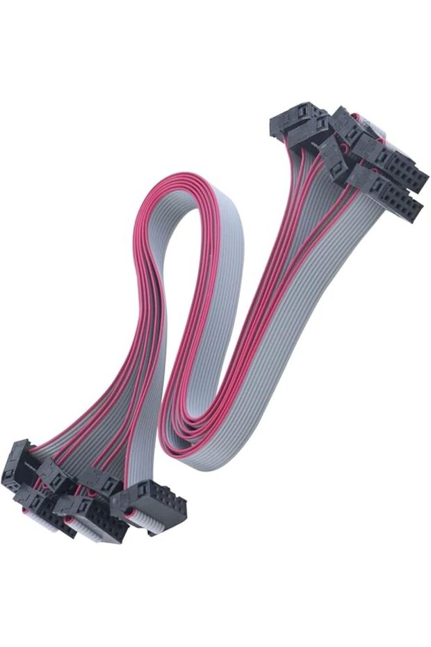 6Pcs 2.54 mm Pitch 10 Pin F/F IDC Flat Ribbon Cable Connector Dual Row Data Cable 30cm