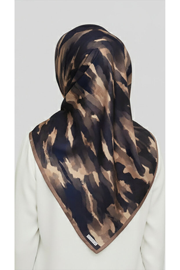 Morya Patterned Rayon Scarf - Brown - 7