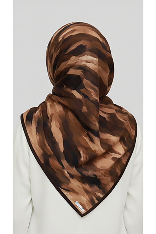 وشاح مورييا من الرايون المزخرف - لون بني غامق - 4