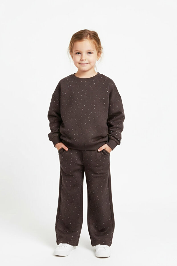 Girl's Stone Decorated 2-Strand Top and Bottom Set 4-12 Years 12514