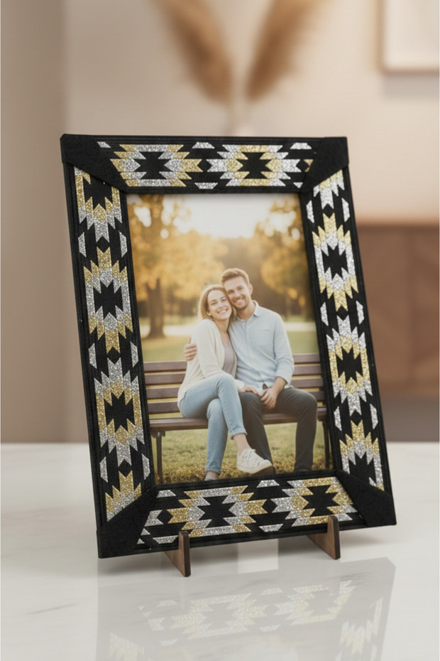 إطار صور منسوج مقاس 10 × 15 سم - 5 خيارات لأنماط مختلفة - إطار ديكور فاخر مقاس 14 × 19