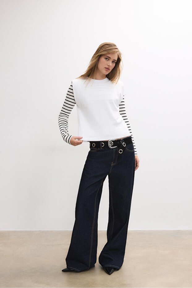 Basic vatkalı t-shirt - 2