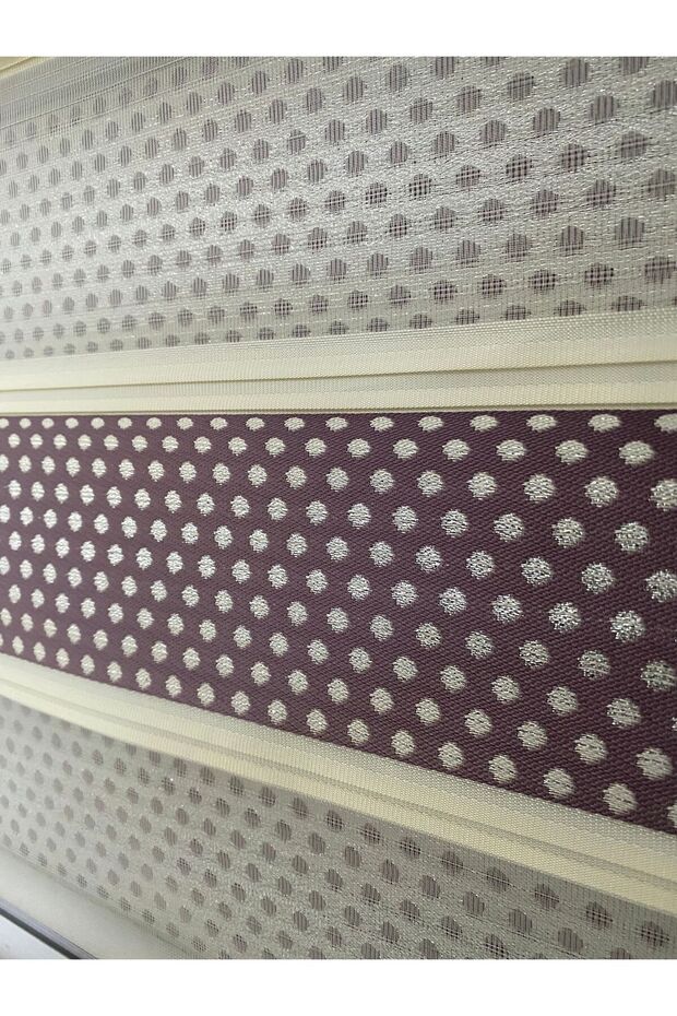 mor pliseli (krem desen) zebra perde - 2