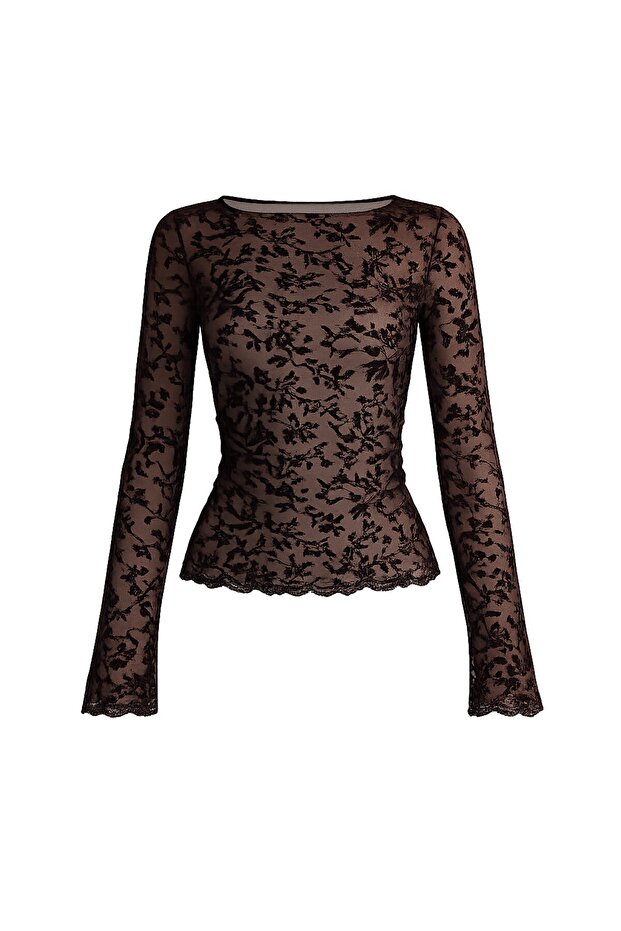 Desenli Transparan Bluz - 3