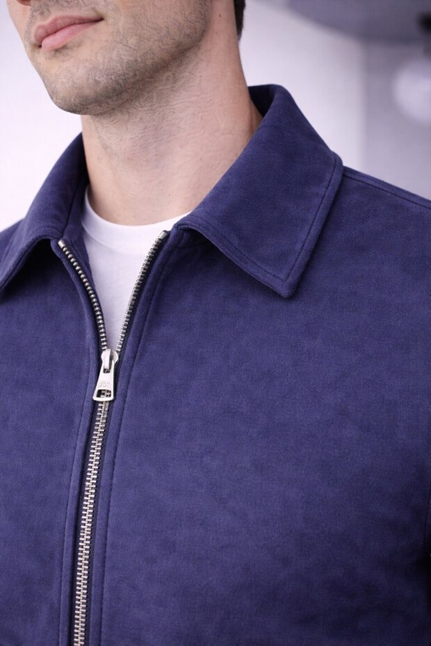 Cep Detaylı Basic Süet Ceket - 3