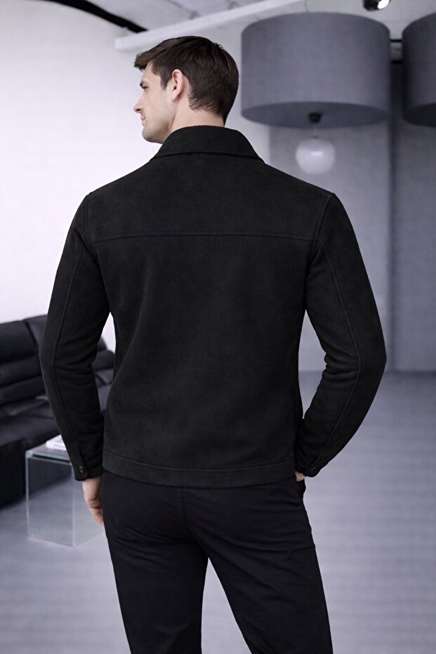 Cep Detaylı Basic Süet Ceket - 4