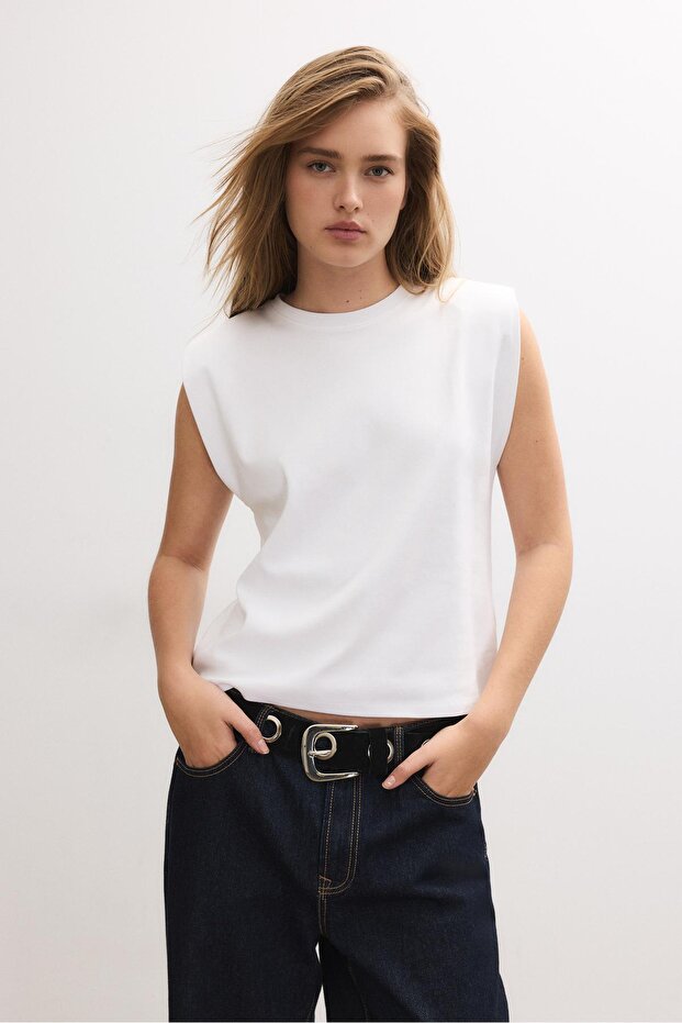 Basic vatkalı t-shirt - 3