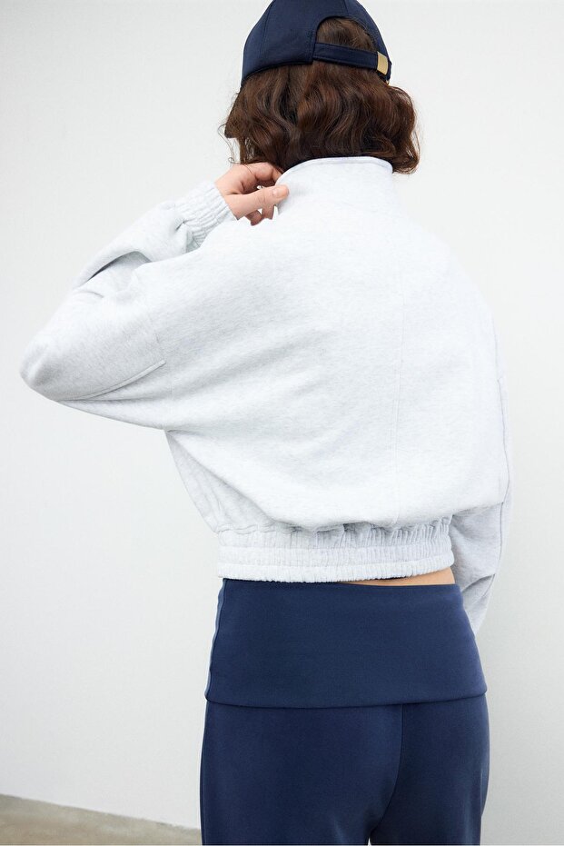 Dik yaka sweatshirt ceket - 5