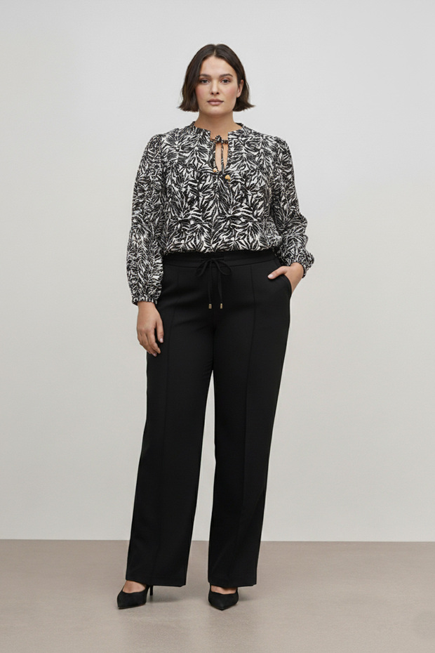 بلوزة منقوشة فضفاضة - 1