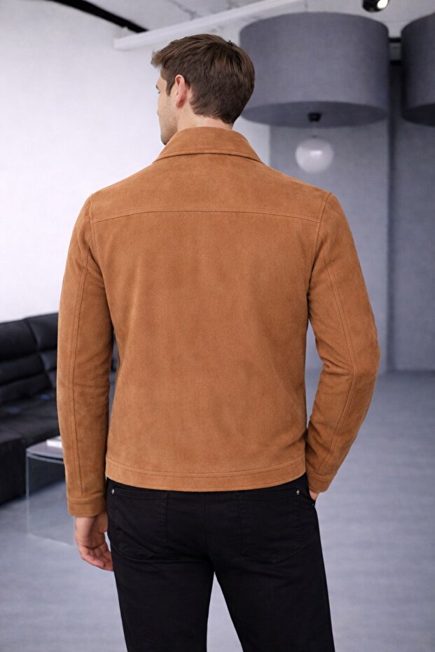 Cep Detaylı Basic Süet Ceket - 4