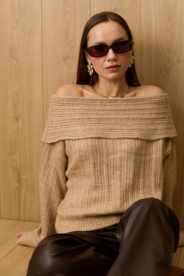 Basic Madonna Yaka Salaş Triko Kazak - 3