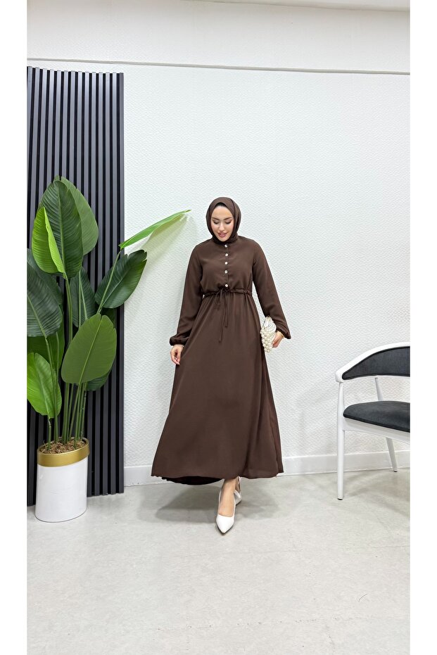 düğmeli aerobin elbise kadın - 2