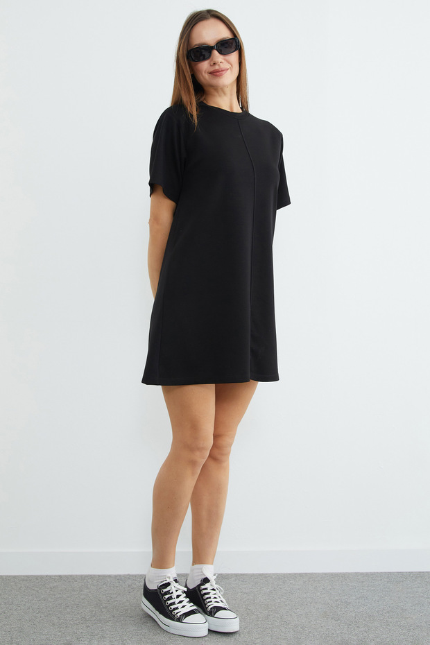 Basic Çimalı Mini Boy Modal Elbise - 5