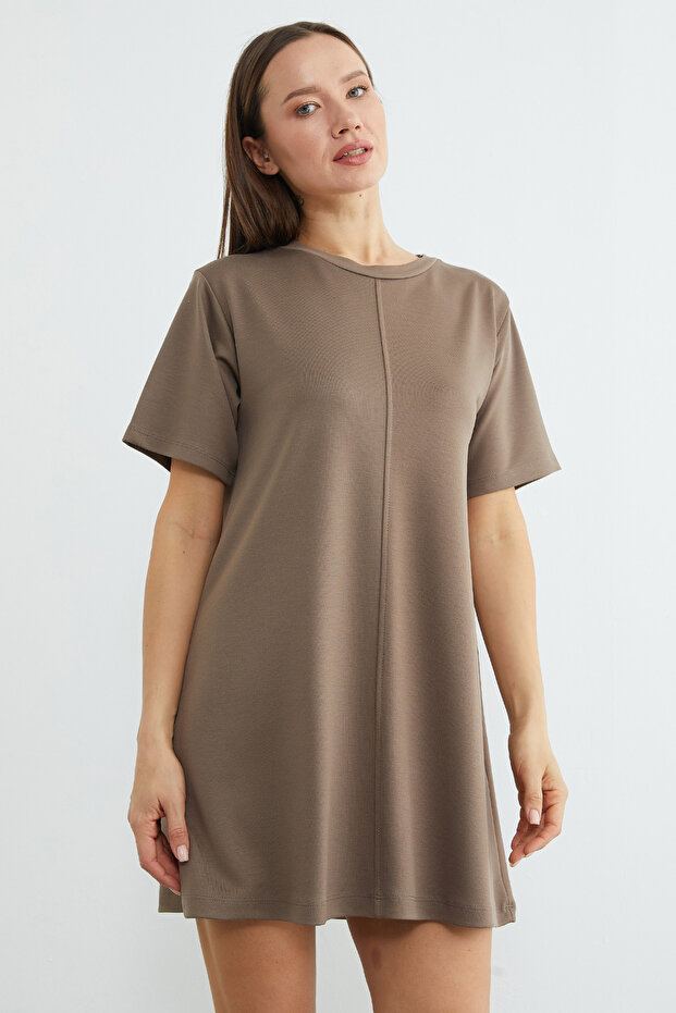 Basic Çimalı Mini Boy Modal Elbise - 4