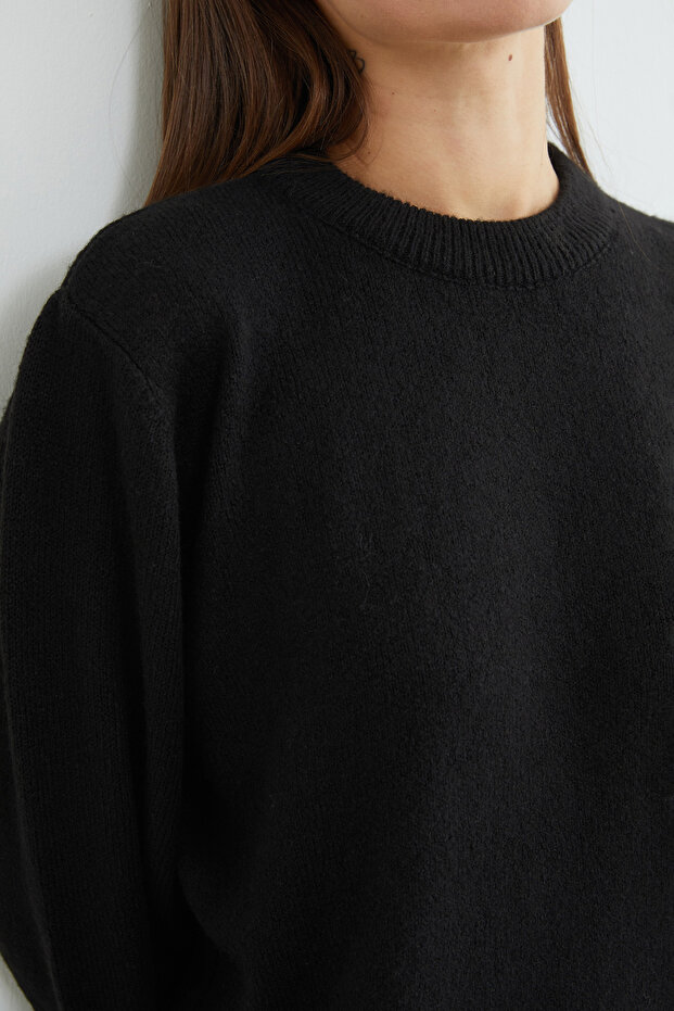 Basic Bisiklet Yaka Salaş Triko Kazak - 6