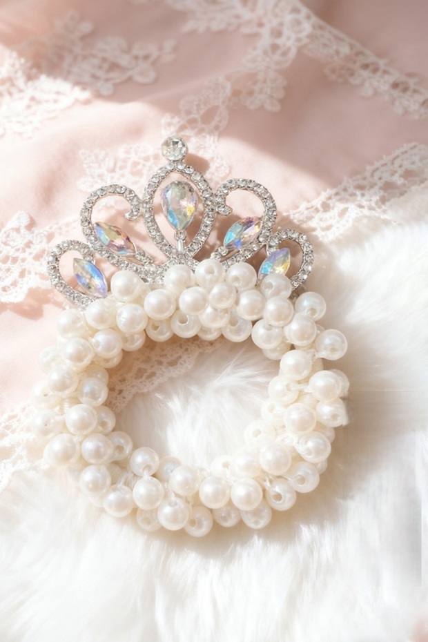 Crown Figure Crystal Drop, Cinderella with Zircon Stones, Ballerina Princess Buckle, Children's Rubber Buckle with Ball Pearl