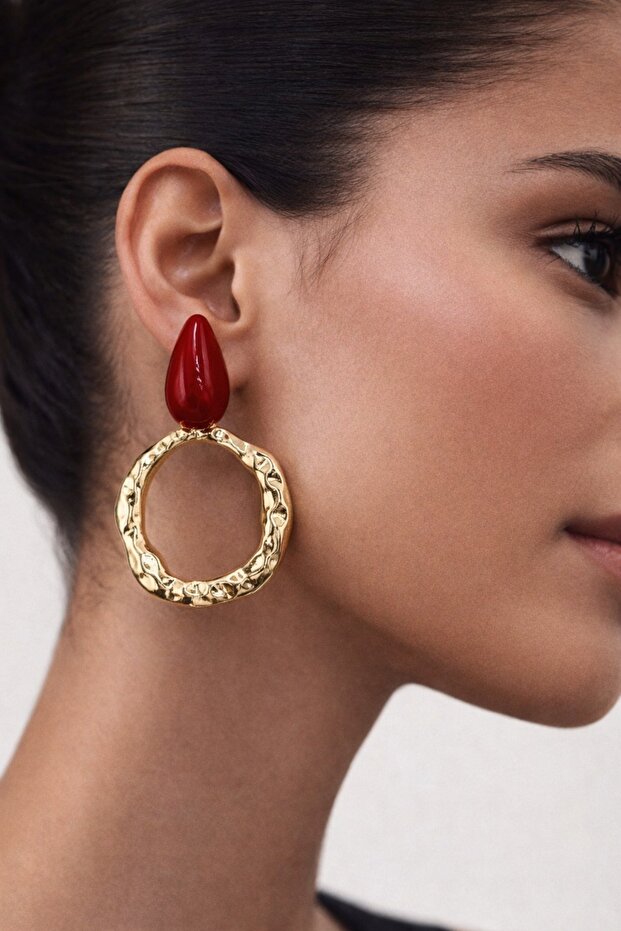 Luxury Çelik Rubis Küpe - 2