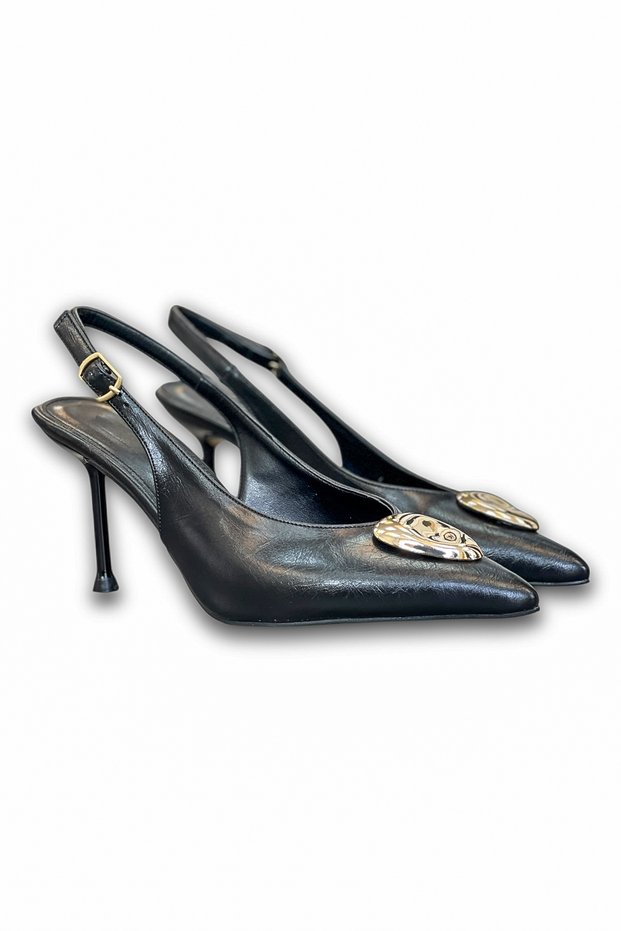 Women's Gold Buckle Detailed Stiletto