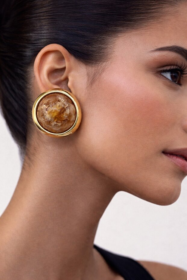 Luxury Çelik Gilded Küpe - 2