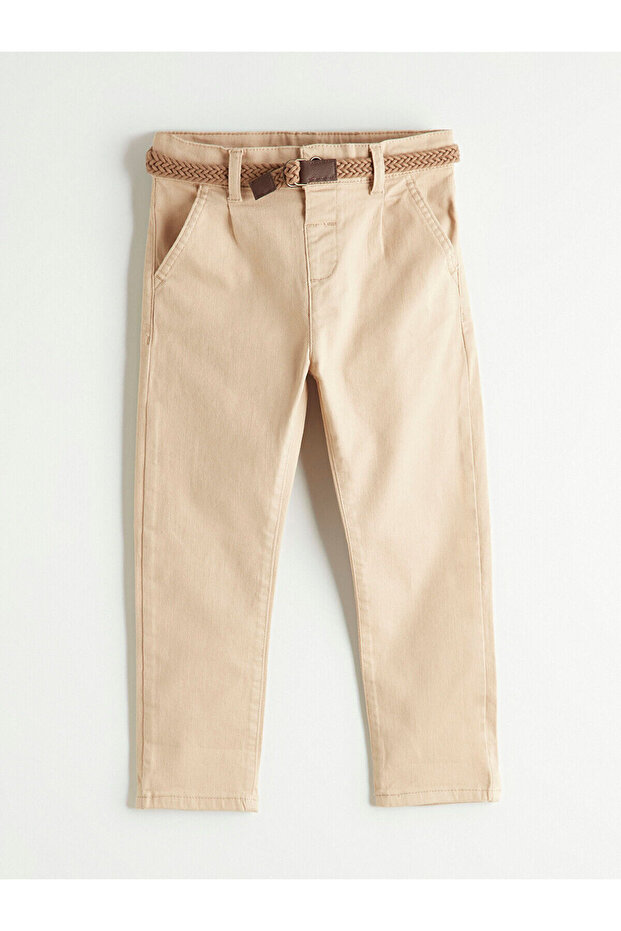 Beige Boy's Gabardine Trousers