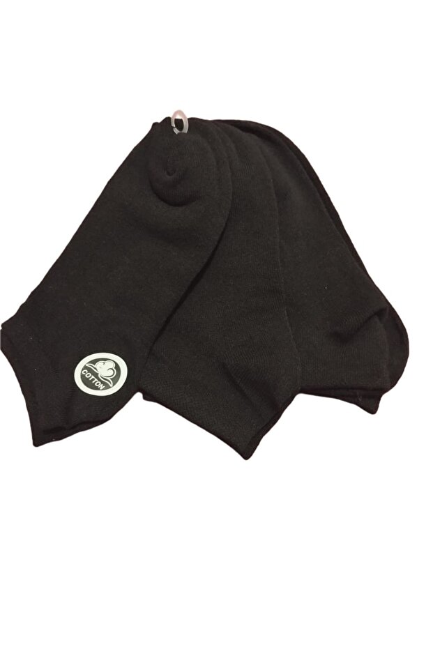 12-Piece Men's Plain Black Ankle-Length Socks
