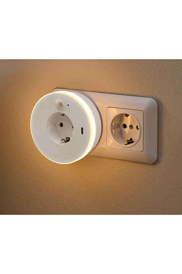 LED Gece Lambası, Duylu, USB, Beyaz - 1