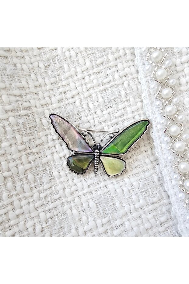 Abalone Shell Butterfly Brooch - 1
