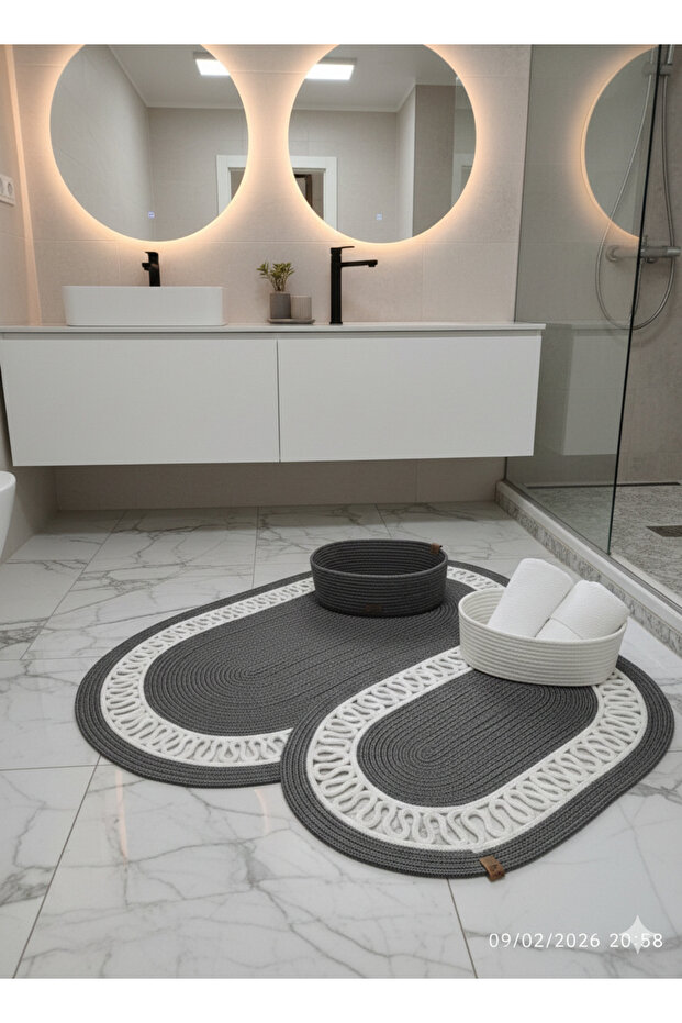 Natural Jute Rope Bathroom Set Bath Mat 50X80 40X60Cm