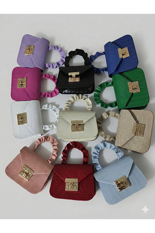 - حقيبة جلدية صغيرة بنمط جلد التمساح مع مقبض قابل للشد - 2