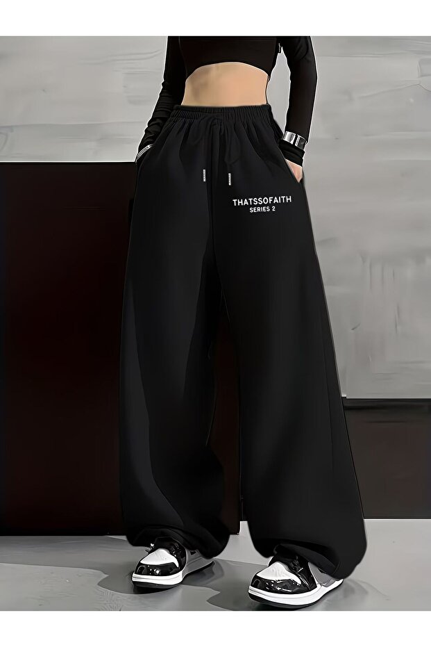 Unisex Thats so Faith Printed Baggy Cut Wide Leg Sweatpants