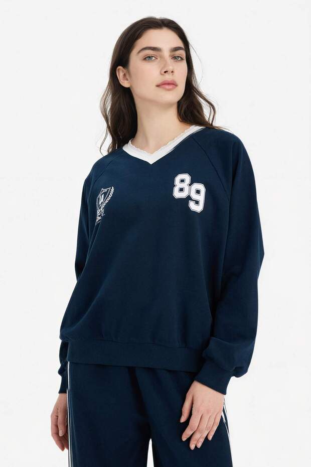 Oversıze Baskılı Sweatshirt G8034AX26SP - 3