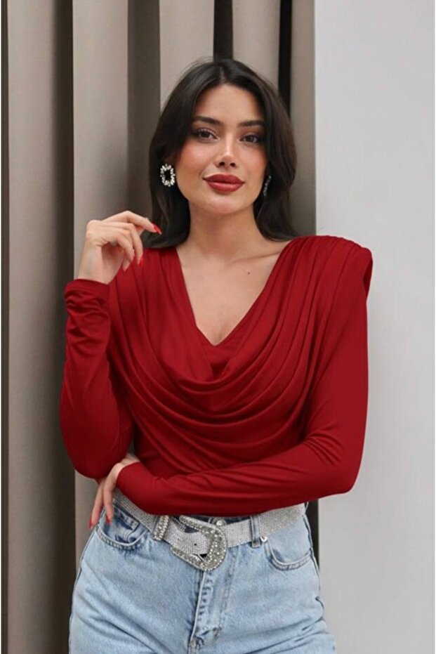 Zr Model Ön Drapeli Yaka Bluz - 2