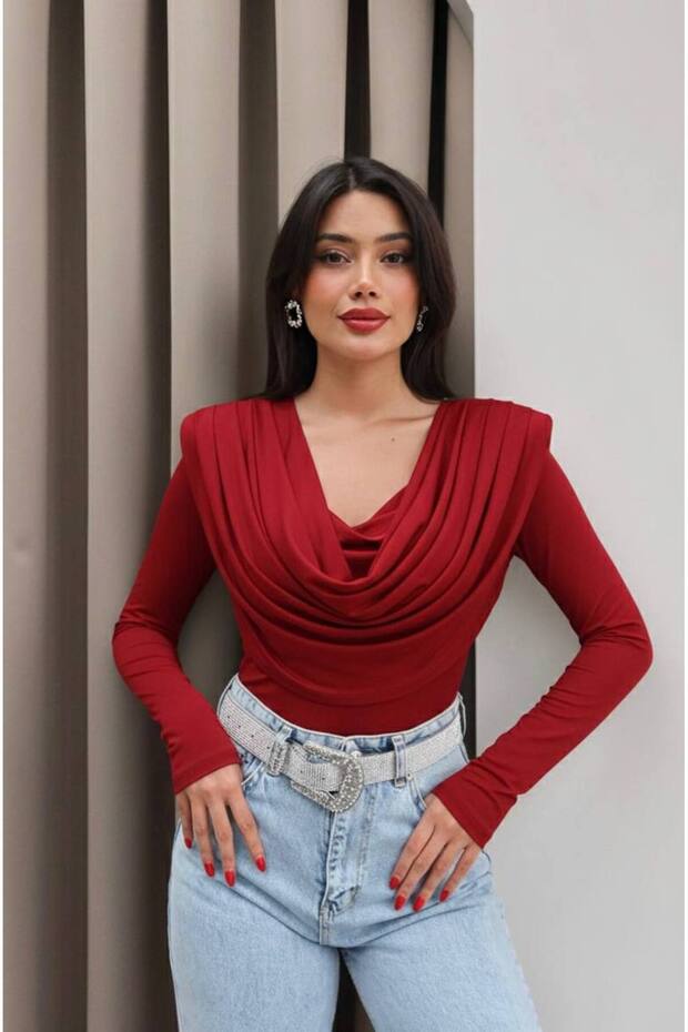 Zr Model Ön Drapeli Yaka Bluz - 1