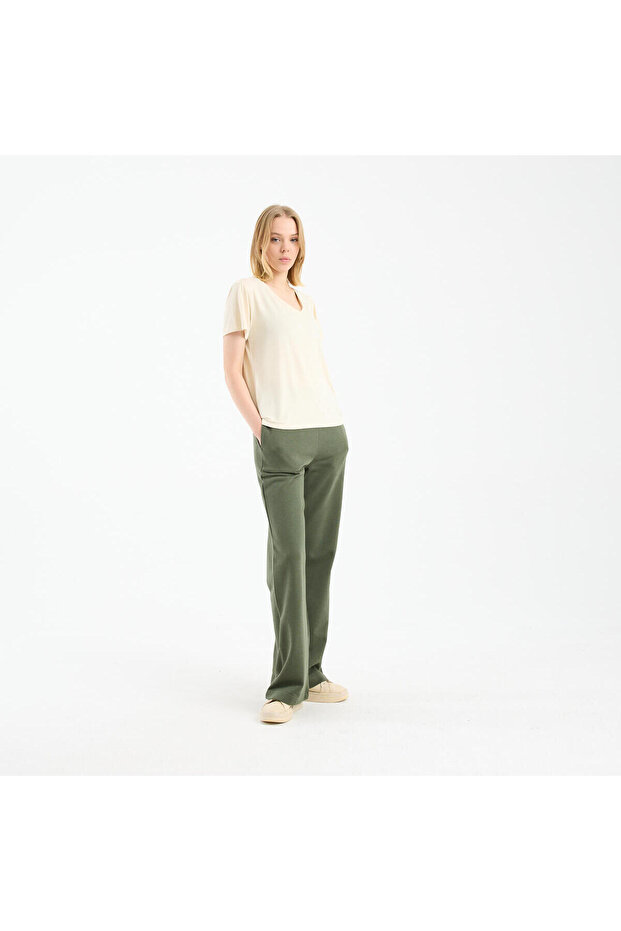 Kadın Kum Beji Basic T-shirt - 2