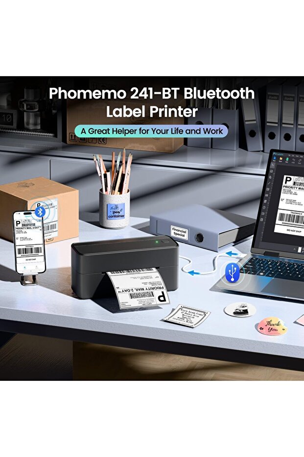 Phomemo Bluetooth Thermal Label Printer, Shipping label printer 4x6, Label Printer Bluetooth for Her - 3