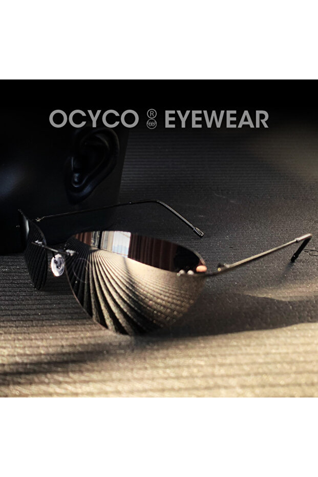 C1-Black-Polarized OCYCO Cat Eye Polarized Ultralight Pilot The Matrix Neo Sunglasses Rimless Men Dr