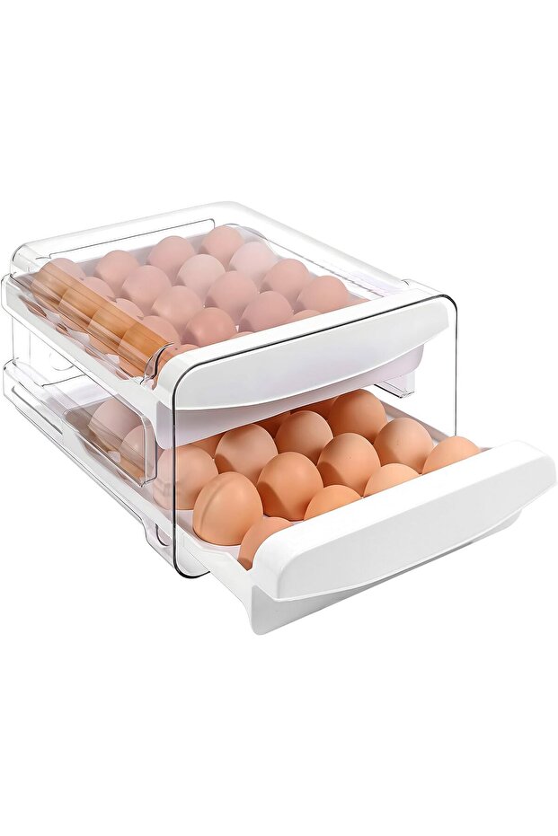 حامل بيض إكسفور للثلاجة، سعة 40 بيضة، حاوية تخزين بيض شفافة قابلة للتكديس - 1