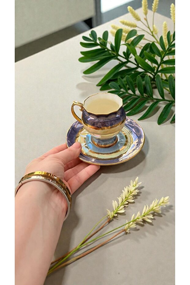 Bosna Siri 2-Piece Porcelain Hand Painted Turkish Coffee Cup Set