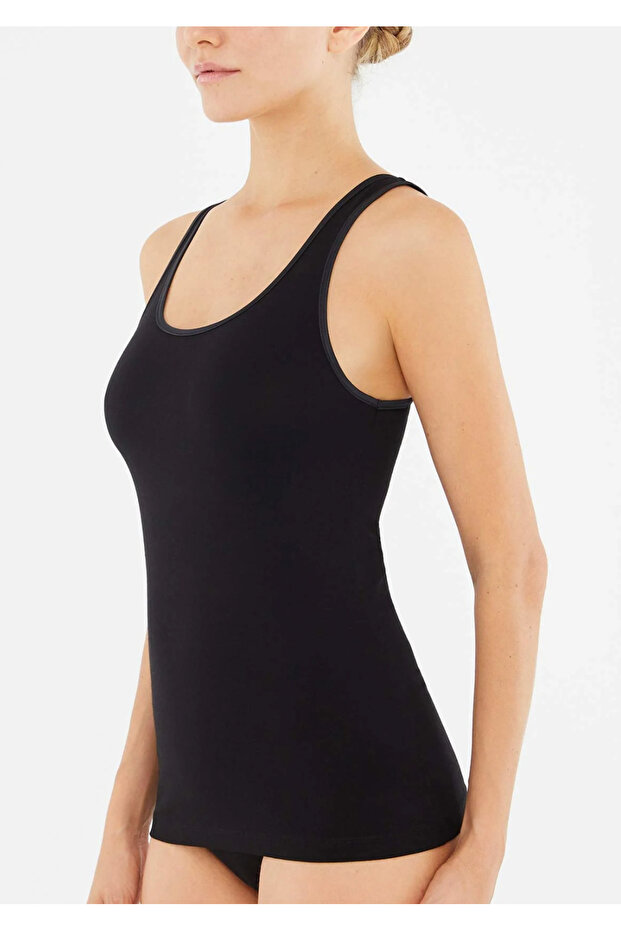 Kadın Geniş Yaka - Kalın Askılı, Basic % 95 Cotton 4'lü Atlet - 3