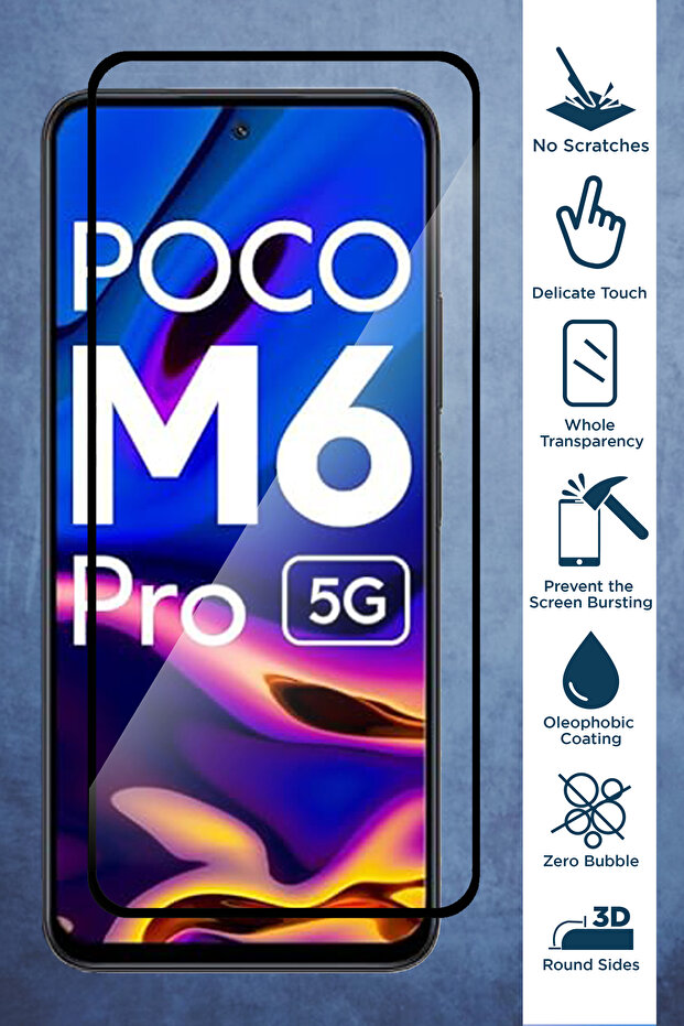 واقي شاشة زجاجي ممتاز لهاتف POCO M6 Pro - 2