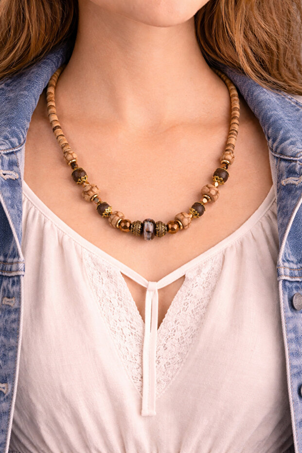Sand Relic – Earth Tone Bohemian Bead Necklace