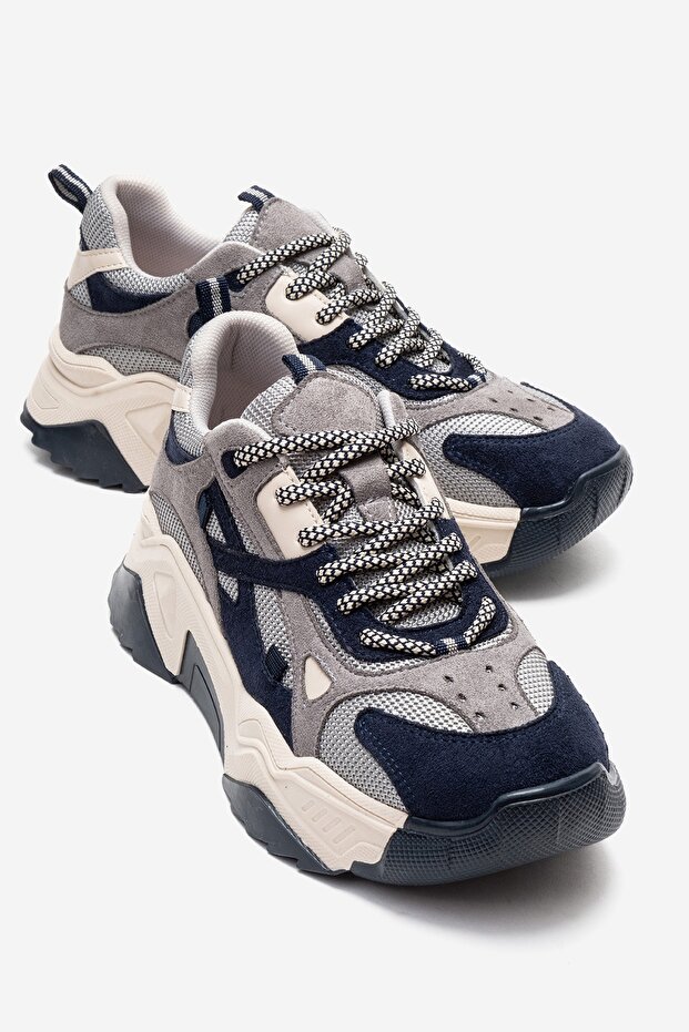 Lecce Navy Blue Suede Multi Women's Sports Shoes