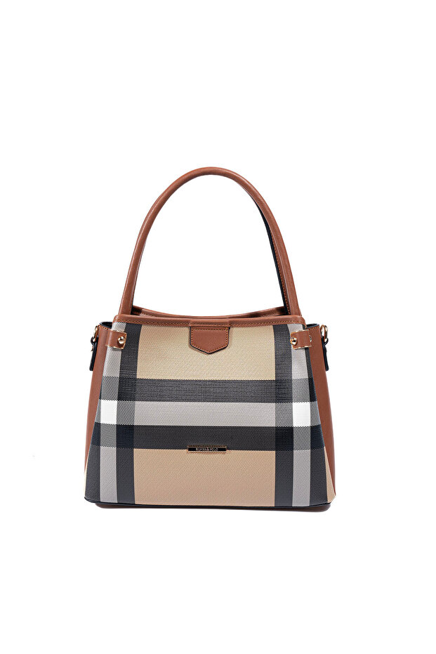Beige - Tan Plaid Women's Handbag Sp1254