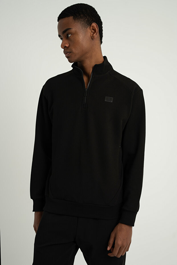 Foursquare Men's Stand Collar Half Zipper Top Black