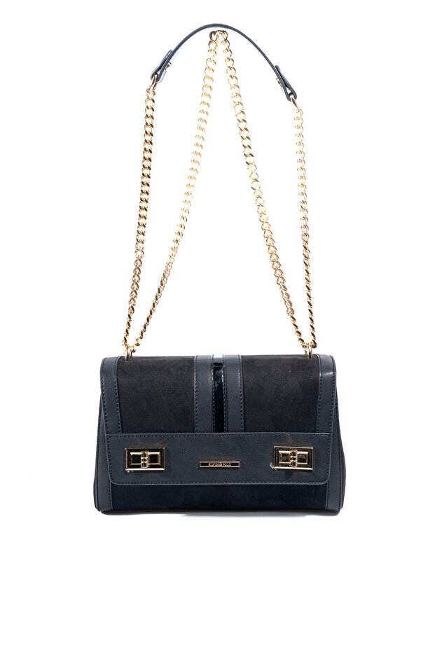 Black - Black Suede Women's Crossbody Bag Sp1139