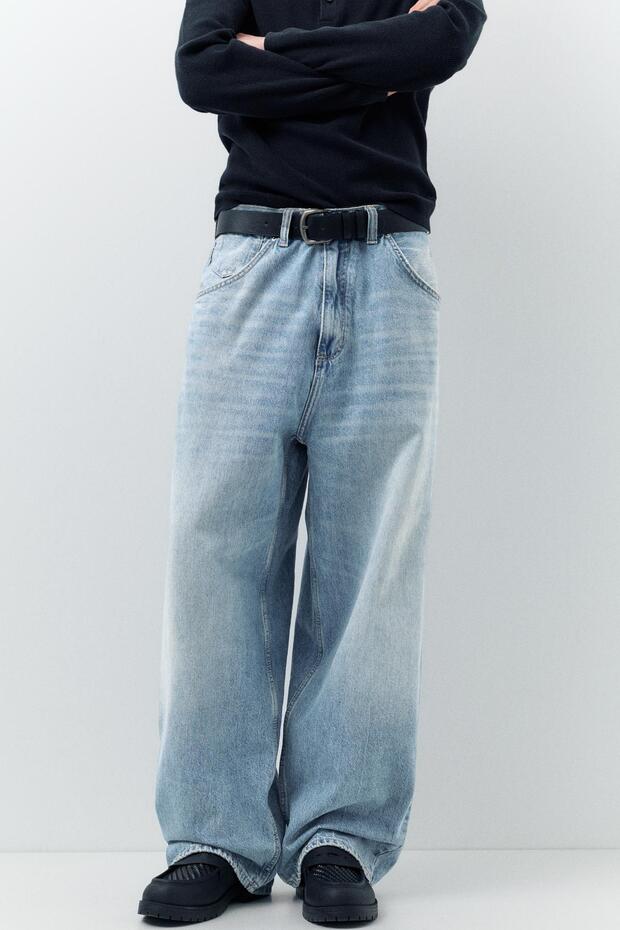 İşlemeli süper bol kesim jean - 2