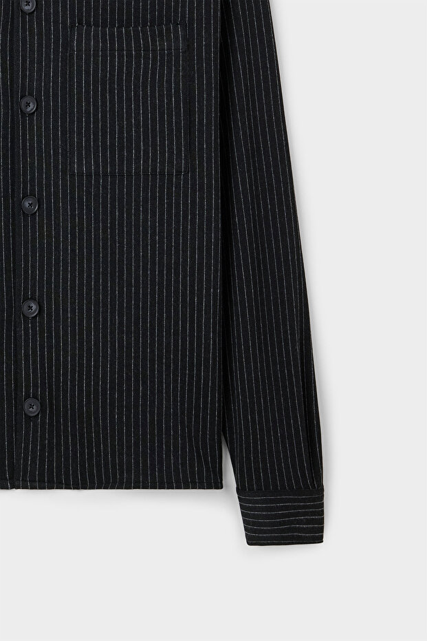 Relaxed Siyah Örme Gömlek Ceket - 6